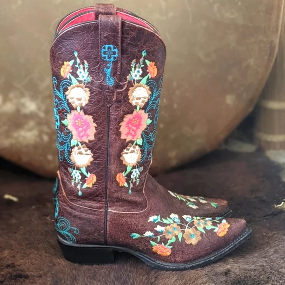 MACIE BEAN M8031 floral embroidered Sweet Sixteen snip toe cowgirl boots sz 7.5 - Picture 6 of 14